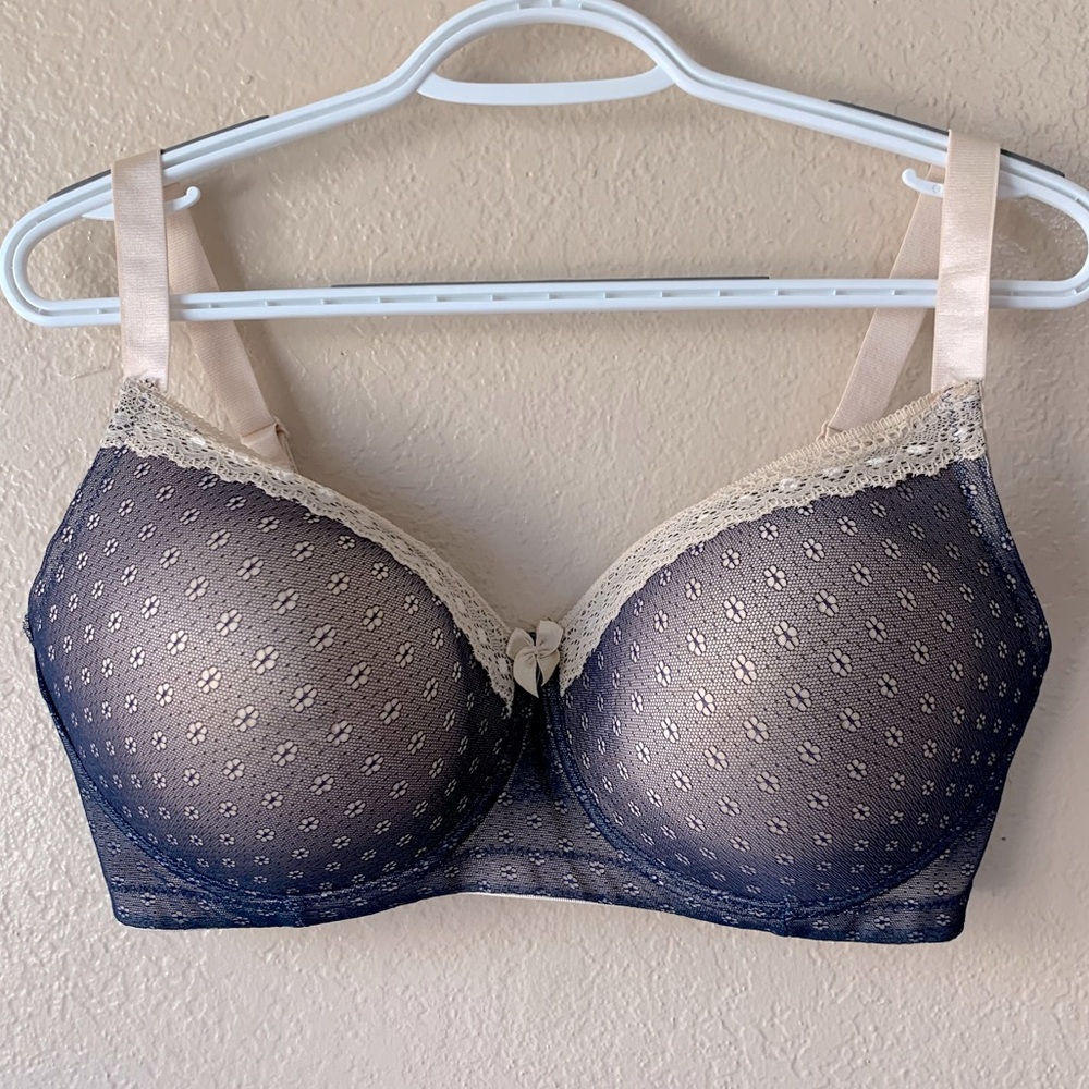 PARAMOUR Blue Floral Mesh Underwire Lightly Lined Bra Size 40D